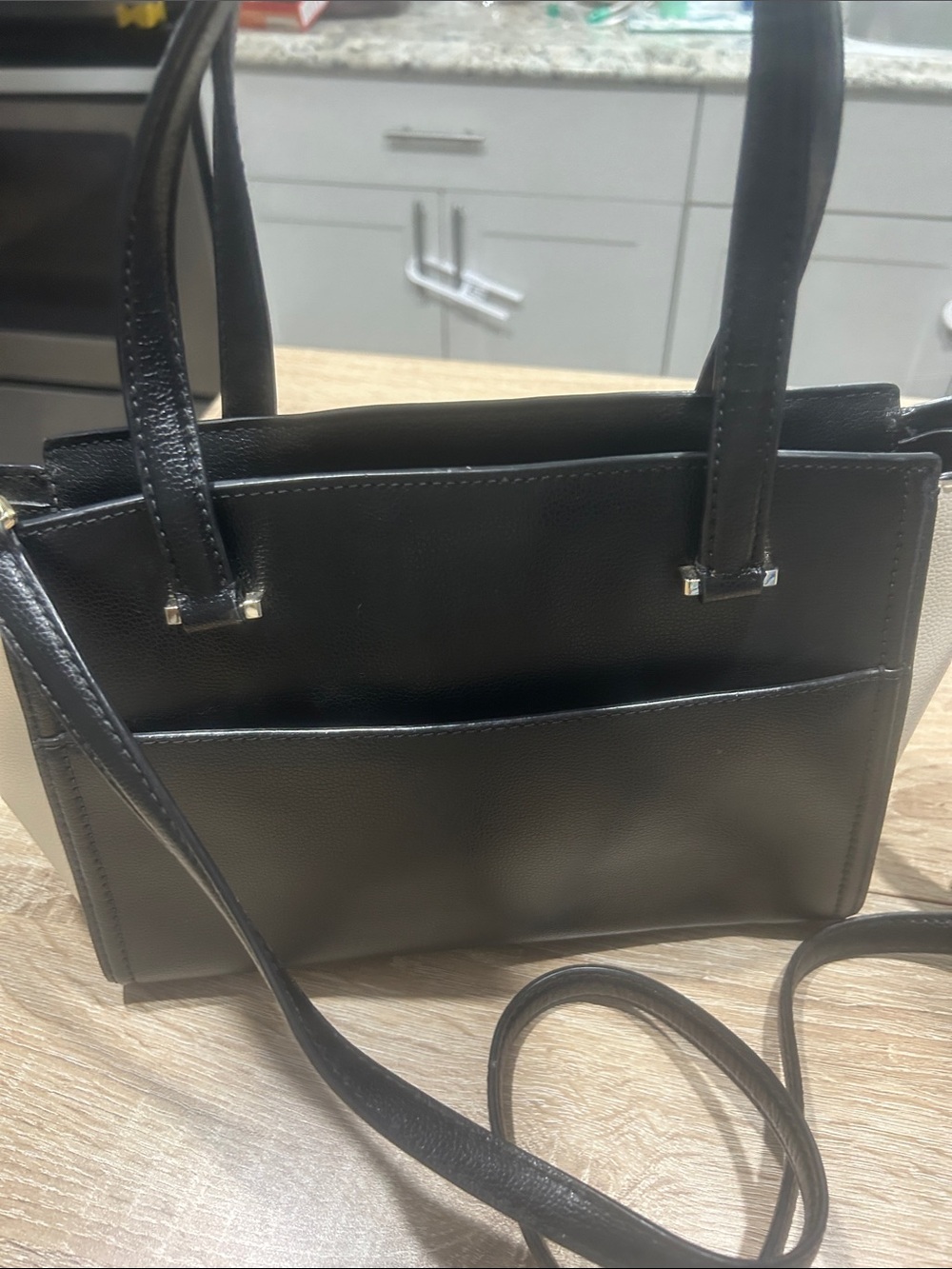 kate spade Black & Cream Structured Leather Satchel - Picture 3 of 8
